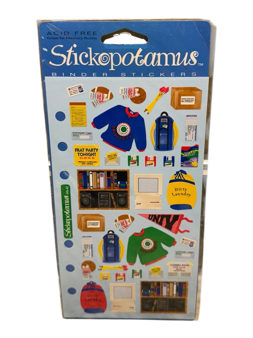 VINTAGE STICKOPOTAMUS COLLEGE SCRAPBOOK JOURNALING BINDER STICKERS PR-42
